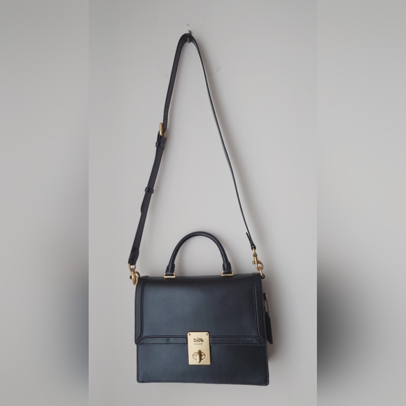 Coach 1941 Hutton Black Briefcase Leather Shoulder Bag (2 Straps incl) - Picture 6 of 13